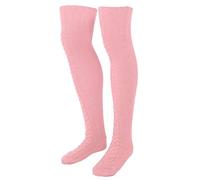 HPZIHUIT Filo a maglia Riscaldatore tubo gamba caldo calze gamba inverno Monque stivali alti calzini per le donne (Rosa)