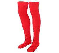 HPZIHUIT Filo a maglia Riscaldatore tubo gamba caldo calze gamba inverno Monque stivali alti calzini per le donne (rosso)