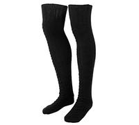 HPZIHUIT Filo a maglia Riscaldatore tubo gamba caldo calze gamba inverno Monque stivali alti calzini per le donne (nero)