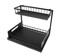 HPZIHUIT Scaffale sottolavello a forma di L a 2 livelli per riporre oggetti in e bagno, nero