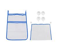 HPZIHUIT Supporto per vasca da bagno organizer per giocattoli da bagno in rete con gancio a ventosa (Blu)