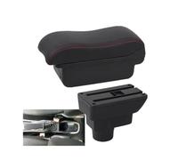 HPZPRPCEW Box Bracciolo Auto Per Opel Per Corsa D Box Bracciolo Centrale Per Opel Per Corsa Superficie Curva Pelle Box Di Deposito Per Auto(A1 Nero rosso SENZA USB)