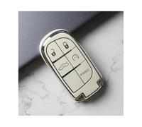 HPZPRPCEW Custodia Per Chiave Auto TPU 3 Pulsanti Per Jeep Per Dodge Ram 1500 Per Challenger Per Durango Guscio Case Portachiavi(BIANCO,5button)