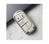 HPZPRPCEW Custodia Per Chiave Auto TPU 3 Pulsanti Per Jeep Per Dodge Ram 1500 Per Challenger Per Durango Guscio Case Portachiavi(BIANCO,3button)