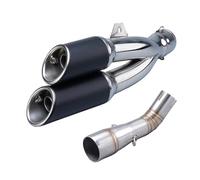 HPZPRPCEW Per Benelli Per Leoncino 250 502c TRK502C Terminale Di Scarico Per Moto Raccordo Centrale Con AK Double Out In Acciaio Inox(Style C)