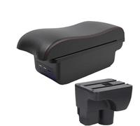 HPZPRPCEW Per C&hevrolet Per Sail 3 Per Aveo 3 Bracciolo Auto Parti Di Retrofit Scatola Di Stoccaggio Decorazione Accessorio Auto(B1 Nero rosso 3USB)