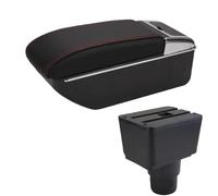 HPZPRPCEW Per F&ord Per EcoSport 2018 2019 2020 2021 2022 2023 2024 Box Bracciolo Auto Scatola Di Archiviazione Braccio Parti Retrofit(D1 Nero rosso Nessuna USB)