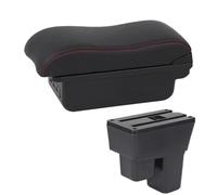 HPZPRPCEW Per Jazz Scatola Bracciolo Per Fit Per Jazz 2 Scatola Bracciolo Auto 2008 2009-2013 Scatola Di Stivaggio Superficie Curva Pelle(B1 Nero rosso 3USB)
