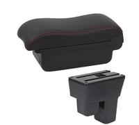 HPZPRPCEW Per Jazz Scatola Bracciolo Per Fit Per Jazz 2 Scatola Bracciolo Auto 2008 2009-2013 Scatola Di Stivaggio Superficie Curva Pelle(A1 Nero rosso SENZA USB)