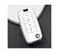 HPZPRPCEW Per Jeep Per Renegade Per Compass 2016 2019 4 Pulsanti Custodia Chiave Auto Ribaltabile TPU Guscio Protettore Pieghevole Accessori(BIANCO)