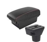 HPZPRPCEW Per Kia Per Rio II 2005 2006 2007 2008 2009 2010 2011 Vanetto Bracciolo Auto Ripiano Centrale Modificato Accessori Interni Auto(B1 Nero rosso 3USB)