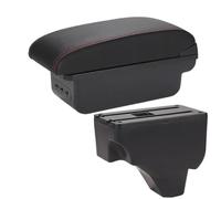 HPZPRPCEW Per Peugeot 208 Portabrasile Per Peugeot 2008 Bracciolo Auto 2019-2024 Scatola Di Archiviazione Ricambi Retrofit Dettagli Interni(B1 Nero rosso 3USB)