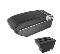 HPZPRPCEW Per SEAT Per ARONA 2017-2024 Bracciolo Auto Scatola Di Archiviazione Centrale Con Portabicchieri Auto Doppio Strato(Nero rosso Nessuna USB)