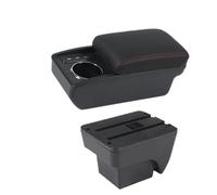 HPZPRPCEW Per SEAT Per ARONA Bracciolo Doppio Strato Vanetto Centrale Portabicchieri Retrofit Accessori Auto Interni(B1 Nero rosso 3USB)