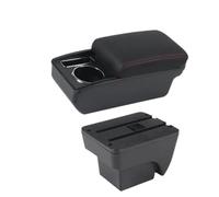 HPZPRPCEW Per SEAT Per ARONA Bracciolo Doppio Strato Vanetto Centrale Portabicchieri Retrofit Accessori Auto Interni(C1 Nero rosso NO USB)