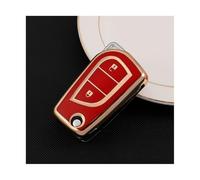 HPZPRPCEW Per Toyota Per Aygo Per Yaris Per Highlander Per Camry Per Keychain 2 3 Pulsanti Custodia Chiave Auto TPU Guscio Portachiavi Fob(ROSSO,2 button)