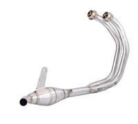 HPZPRPCEW Scarico Per Moto Slip-On Escape Moto Sistemi Completi Per Y&amaha YZF R3 R25 MT03 2015-2023 Tubo Di Collegamento Centrale Anteriore(Argento)
