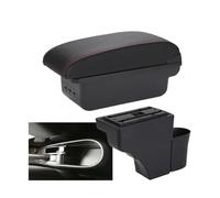 HPZPRPCEW Scatola Portabracciolo Centrale Per N&issan Per NOTE Portabracciolo Auto Dettagli Interni Ricambi Retrofit Scatola Di Archiviazione Posacenere(B1 Nero rosso 3USB)
