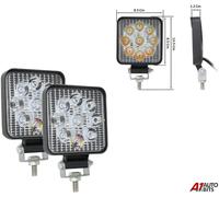 HQ 2 Pezzi 27w 9 LED 12v 24v Quadrato Slim Pois Mini Lavoro Luci 4wd Camion Atv