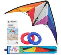 HQ Aquilone Acrobatico Calypso II Rainbow HQ, Invento a 2 Cavi per Iniziare, Dimensioni 105 x 59 cm