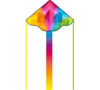 Ecoline Simple Flyer 120 aquiloni per bambini, drago da salire, poco vento a partire dai 5 anni, 75 x 120 cm + 1,5 m, coda di drago 17 kp, filo di poliestere da 25 m su manico, 2-5 Bft (Rainbow Flower