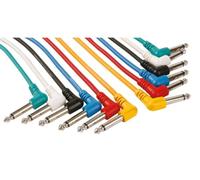HQ-Power Cavo patch, set, 6 colori, 2 x jack 6,35 mm maschio, mono, 90°, 1 m, perfetto per la trasmissione del suono