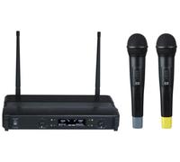 HQ-Power Microfono UHF, wireless, display LCD, 2 canali, 2 microfoni, 863,50 MHz + 865,00 MHz