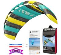 HQ Symphony Beach III 2.2 Aqua, tappetino doppio drago, drago per bambini e adulti, 73 x 220 cm, con corde Dyneema da 100 kp, 2 x 25 m su winder con passanti, drago dai 14 anni in su