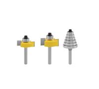 HQABCUTR 3 pezzi da 6 mm o 1/4 di pollice con gambo for fresa a gola con 6 cuscinetti, set di frese regolabili in carburo for la lavorazione del legno