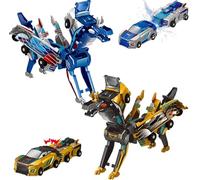 HQAYHSZD Dinosaur Collision Transforming Car Toy,Transformation Car Toy with Crash & Transform Feature,for Boys and Girls |Party Gift for Birthday, Christmas (Blue) (Blue and Gold)