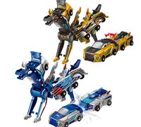 HQAYHSZD Dinosaur Transforming Car Toy, Magnetic Cars Transform Into Dinosaurs,Fun - Collision Transformation Car Toys for Boys & Girls|Party Favors Gift for Birthday, Christmas (Gold Blue)