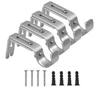HQdeal Supporto Palo per Tenda, 4 Pezzi Staffe Aste per Tende Resistenti, Metallo Tendaggi Asta Staffa da Parete con Viti, per Casa Camera da Letto Ufficio Finestre (Argento)