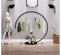 HQHM MEYEBP Stand Appendiabiti da Terra Rotondo, Espositore per Negozio di Abbigliamento di Moda, Asta Appendiabiti per Carichi Pesanti, Super Portante, Oro/Bianco/Nero