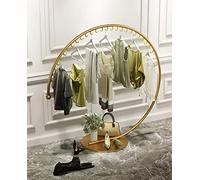 HQHM MEYEBP Stand Appendiabiti da Terra Rotondo, Espositore per Negozio di Abbigliamento di Moda, Asta Appendiabiti per Carichi Pesanti, Super Portante, Oro/Bianco/Nero