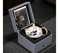 HQHYGM 茶具礼品 Set da tè Cinese Kungfu, per Esterni e Ufficio Eccellente 全手工鎏金熊猫西施茶壶 Bollitore per l'acqua in Ceramica/Vetro, 家羊知玉瓷茶壶 Bollitore per l'acqua in Ceramica/Vetro,球孔过 Q-Q713