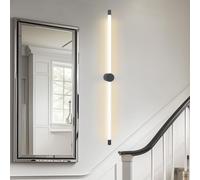 HQHYGM Alluminio a Parete Interno/Acrilico Black Long Light Light Light 350 ° Wall Rotable Minimalista Decorativo Linear per Il corridoio della Camera da Letto del Soggiorno (Luce Neutra a 75 cm)