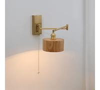 HQHYGM Applique da Parete con Braccio oscillante Montaggio a Parete in Legno Lampada da Parete Regolabile in Metallo Camera da Letto Comodino Lettura Apparecchio da Parete Soggiorno Corridoio Studio