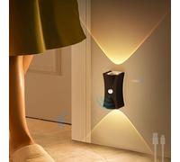 HQHYGM Battery Operated Wall Light Indoor Dimmerabile Wall Lamp with Motion Sensor Wall Auto/ON/Off Wall USB Rechargeable for Bedroom Living Room Bathroom (Dark Wood 1 Pack)
