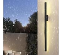 HQHYGM Black Aluminium Long Wall Outdoor Minimalism Wall Lamp IP65 Waterproof Wall Lights Rettangle Wall Villa Hallway Garden Garage (150 cm B Neutral Light)