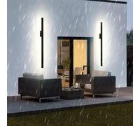 HQHYGM Black Aluminium Long Wall Outdoor Minimalism Wall Lamp IP65 Waterproof Wall Lights Rettangle Wall Villa Hallway Garden Garage (150 cm B White Light)