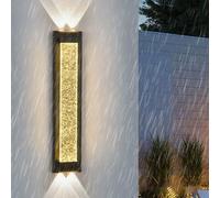 HQHYGM bolle di cristallo lampada da parete esterna IP65 parete impermeabile alluminio parete acrilico nero lungo rettangolare per il salotto del portico del garage del patio (luce bianca 30 cm)