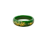 HQHYGM Bracciale Rigido in Giada Verde Dorato alla Moda con Drago Fenice per Donna, Braccialetto di buona Fortuna e ricchezza, Braccialetto in Vera Pietra di Giada, per Donna, Meditazione, energia,