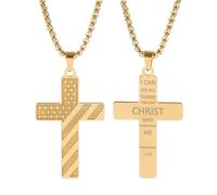 HQHYGM Collana con bandiera americana da uomo in argento sterling 925, pendente con scritta hip hop con versetto ispiratore della Bibbia, collana con croce con bandiera americana da uomo Collana del 4
