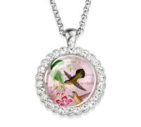 HQHYGM Collana con Colibrì in Argento Sterling 925 per Donne e Uomini, Collana con Colibrì Cardinale Uccello Immagine Artistica Catena con Pendente in Strass di Vetro Gioielli con Uccelli Carini,