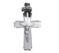 HQHYGM Collana con crocifisso Cristiano in Argento Sterling 925 da Uomo, Collana con Croce Religiosa con Gesù sopra - Ciondolo crocifisso Hip Hop per Uomo, Collana con Croce di Gesù per i Regali di