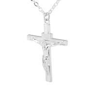 HQHYGM Collana con crocifisso Cristiano in Argento Sterling 925 da Uomo, Collana con Croce Religiosa con Gesù sopra - Ciondolo crocifisso Hip Hop per Uomo, Collana con Croce di Gesù per i Regali di