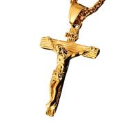 HQHYGM Collana con crocifisso da Uomo in Argento Sterling 925, Collana con Croce con Gesù sopra - Ciondolo crocifisso per Uomo, Collana con Croce di Gesù Cristiano per Regali di Natale del