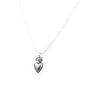 HQHYGM Collana con Cuore Sacro cattolico Cristiano in Argento Sterling 925 per Donne Uomini, Collana Vintage con Cuore Sacro di Gesù - Ciondolo a Forma di Cuore Sacro con Catena di Perline, Collana