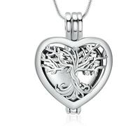 HQHYGM Collana con urna dell'albero della Vita per Le Ceneri, Cuore, cremazione, Gioielli commemorativi, Regalo per Donne e Uomini, medaglioni ricordo, Nastro
