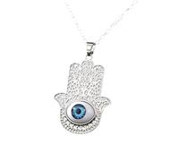 HQHYGM Collana Hamsa per Donne e Uomini, Argento Sterling 925 Multicolore Mano di Fatima Collane Hamsa Vintage Turchia Catena a Mano di Fatima Clavicola, Mano De Fatima con Ojo Turco